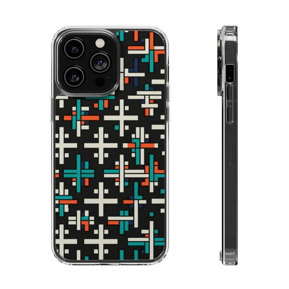 DistinctInk Hybrid (Acrylic / TPU) Clear Slim Fit Case for Apple iPhone 15 Pro (6.1" Screen) - "Vibrant Christian Crosses in Bold Patterns"