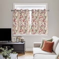 thumbnail image 4 of Pink Beige Flowers Kitchen Curtains Window Panels, Spring Floral Elegant Pastoral Rustic Insulated Window Treatment Curtain, Grommet Curtains for Bedroom/Living Room/Bathroom, 2 Piece 52"Wx45"L, 4 of 8