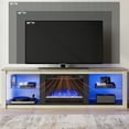 thumbnail image 6 of Bestier Electric Fireplace TV Stand for 75 inch TVs, Fireplace TV Stands for Living Room or Bedroom, LED Entertainment Center with Fireplace, RGB Ambient Lighting, Quick Assembly, Wash White, 6 of 16