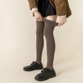 thumbnail image 2 of KuKuZhu Winter Womens Thigh High Socks Cotton Striped Over The Knee Socks Knit Warm Tall Performance Pantyhose 60CM EU 35-41 US 5-8, 2 of 6