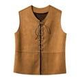 thumbnail image 6 of renvena Kids Boys Gothic Waistcoat Renaissance Steampunk Lace-up Vest Halloween Sleeveless Top Medieval Costume Size 4-16 Brown 16, 6 of 7
