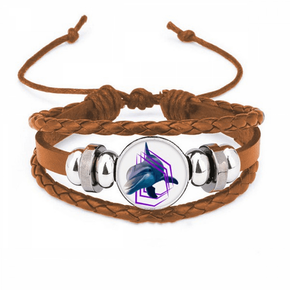Dolphins Break Through Circles Bracelet Wristband Leather Jewelry Ornament