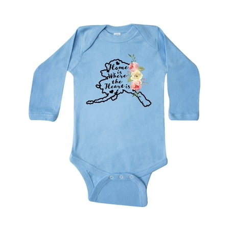 

Inktastic Alaska Home is Where the Heart is with Watercolor Floral Gift Baby Boy or Baby Girl Long Sleeve Bodysuit