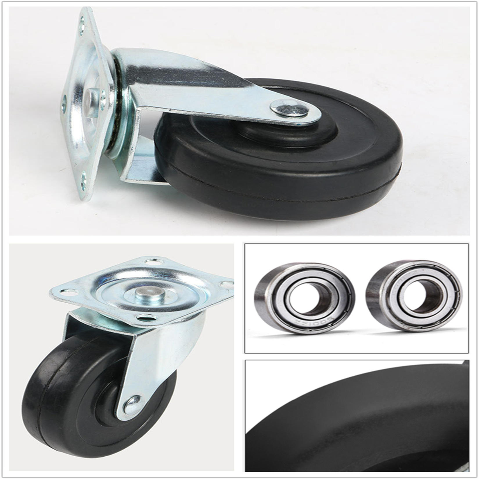 munirater Swivel Casters, 24-Pack 2" Heavy Duty 360 Degree Rotation Plate Caster with 100 Lbs Load, Smooth No Noise Rubber Wheel Casters for Furniture and Workbench