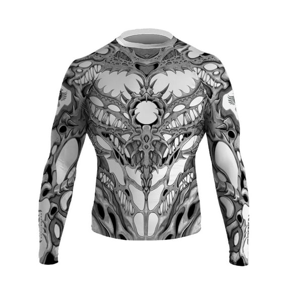 Raven Fightwear Men's Biomechanical BJJ Rash Guard MMA White