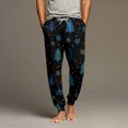 thumbnail image 2 of Wutalume Men's Drawstring Pocket Cuffed Casual Pants with Festive Christmas Print, Soft Home Sleep Pants for Holiday Season and Cozy Nights,Black L, 2 of 7