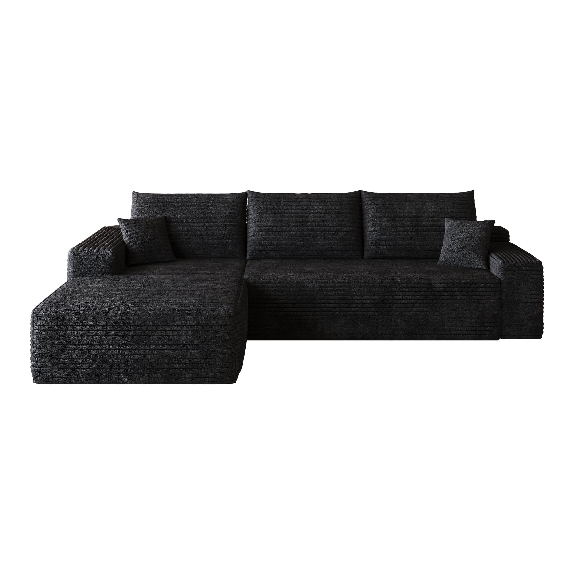 Cloud Sectional Couch 107-Inch with L-Shape Chaise and Deep Seat, Modular Sofa and Corner Couch for Living Room Bedroom, No Assembly Required, Black