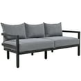 thumbnail image 3 of 4 Piece Patio Sofa Set, Modern Outdoor Metal Patio Furniture Set with Steel Coffee Table, Outdoor Patio Conversation Sets Patio Couch with Cushions and Pillows for Garden, Balcony, Porch, Lawn, Gray, 3 of 8