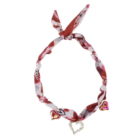 Unique Bargains 1 Pc Lightweight Scarf Necklace with Charm Adjustable Tie Statement Choker for Women Red Light Pink White