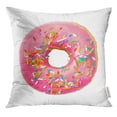 thumbnail image 1 of EREHome Pink Doughnut Donut with Colorful Sprinkles White Top View Cake Pillow Case 18x18 Inches Pillowcase, 1 of 1