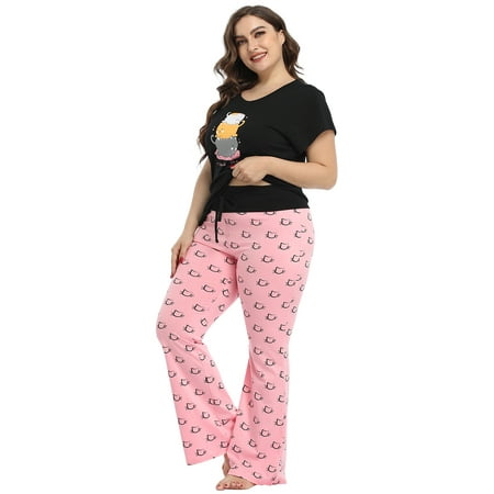 

Women s Plus 2-Piece Pajama Pants Set Sleepwear Love Cat Naps - 3X