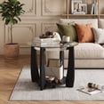 thumbnail image 2 of Modern 2-Tier Glass Round Coffee Table with Storage Shelf, 32" Center Table with Rolling Wheels for Small Spaces,Black, 2 of 9