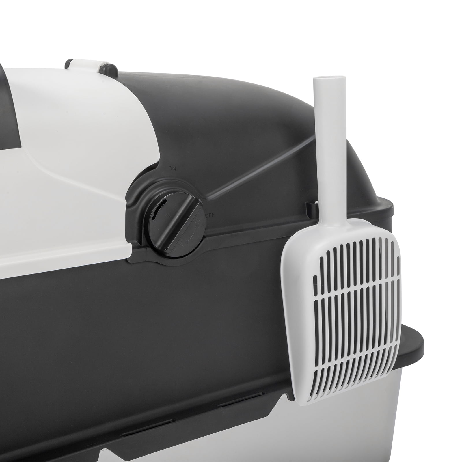 Zimtown Stainless Steel Panda Cat Litter Box, 60x40x46cm, Scoop & Filter, Anti-Leak, 3.9kg for Big Cats, Black White