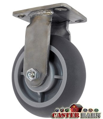 Flat 6" X  2" Stainless Steel  Non-Marking Rubber Wheel Caster Rigid 