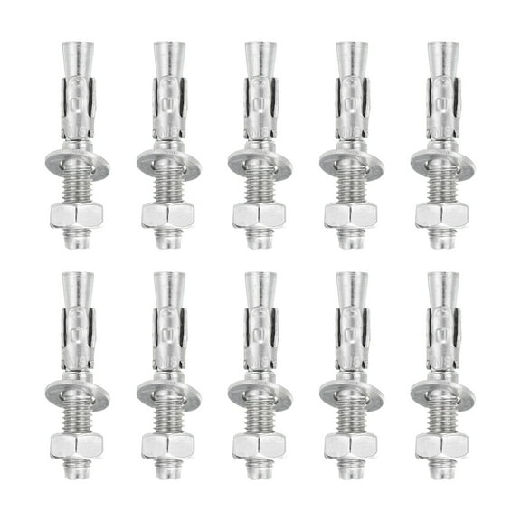 Uxcell 10 Pcs Wedge Anchors, 5/16" x 2" Stainless Steel Concrete Anchors Bolts, Heavy Duty Standard Fastener for Cement Wall Base Bracket (Include Washers Nuts, Silver Tone)