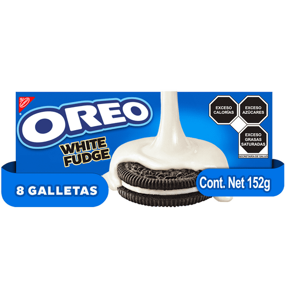 Galletas Oreo Sabor Chocolate, Cubierta de Chocolate Blanco Caja de 152.8 gr. 8 Galletas