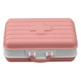 thumbnail image 1 of Mini caja de medicamentos con 6 compartimentos, diseño de equipaje, cierre hermético, contenedor de medicamentos de plástico para viajes de bolsillo, color rosa, 1 of 15