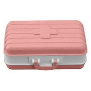 KUAA Mini Medicine Box 6 Compartments Luggage Design Tight Sealing Plastic Medicine Container for Pocket Travel Pink