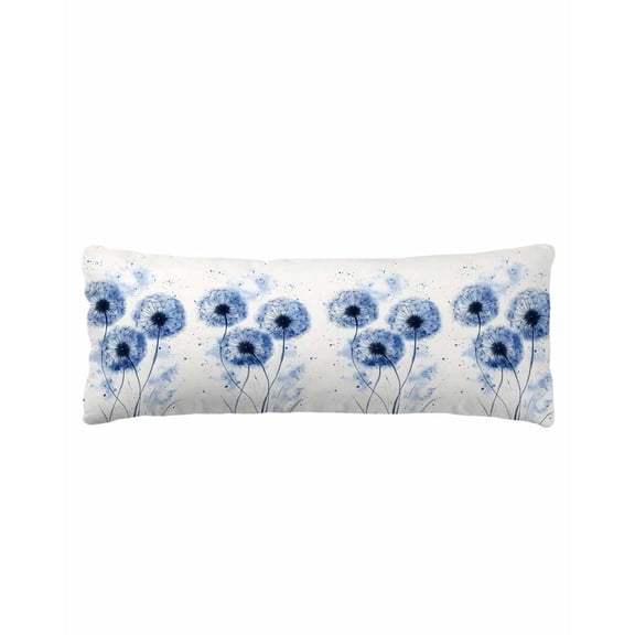 Spring Dandelion Body Pillow Cover 20 x 60 Inch Decorative Pillow Cover Vintage Watercolor Blue Flowers Floral Lumbar Pillowcase Seasonal Rectangle Cushion Case for Couch Sofa Bed Living Room