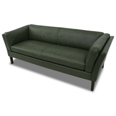 Rylah 78" Upholstered Mid-Century Modern Leather Sofa Couch in Green