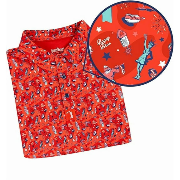 Bogey Bros Golf Mens Leggy Liberty Polo Small Leggy Liberty Small