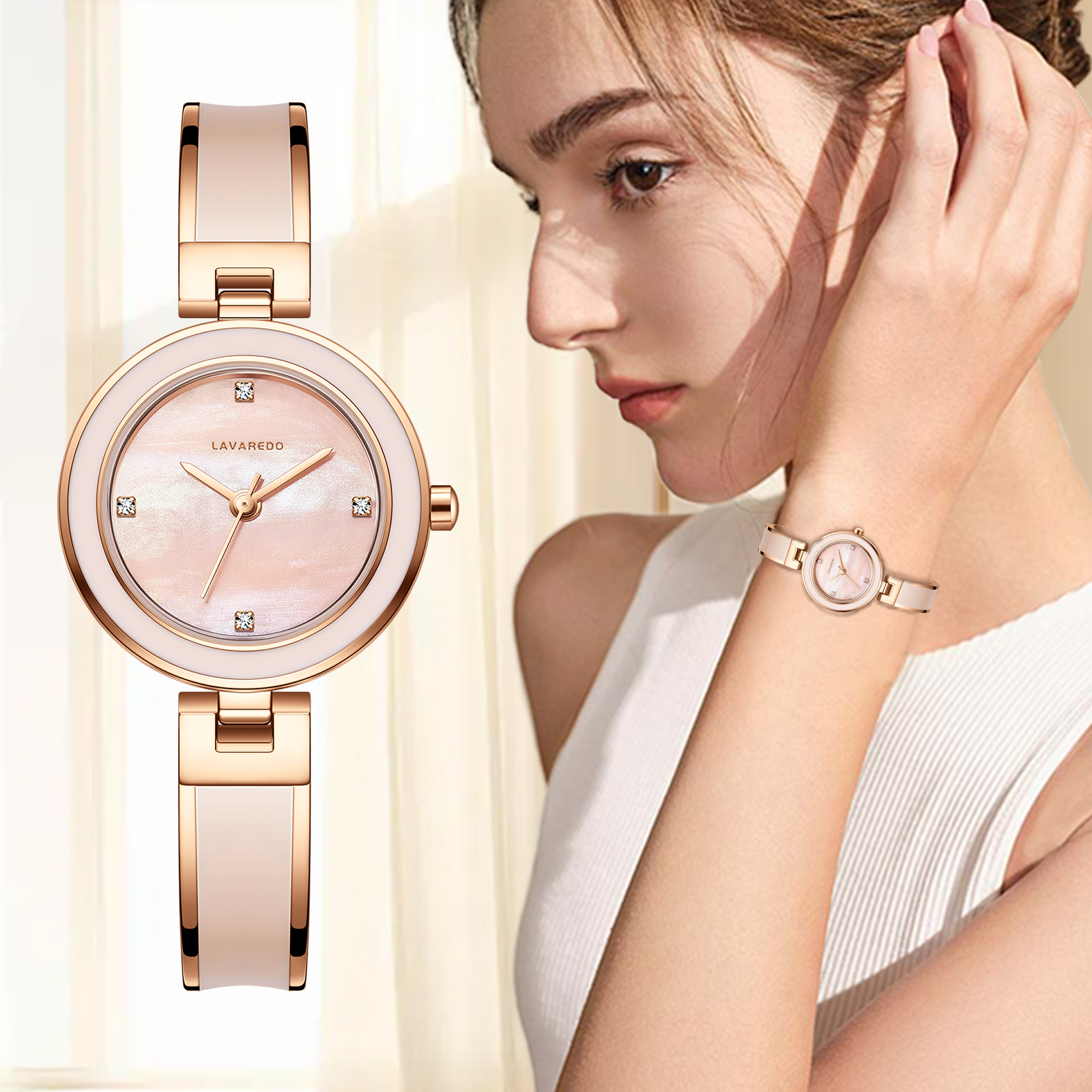 Bomieux Woman Watches Elegant Bangle Watch for Women with Adjustable Strap 3ATM Water Resistance Gift for Woman
