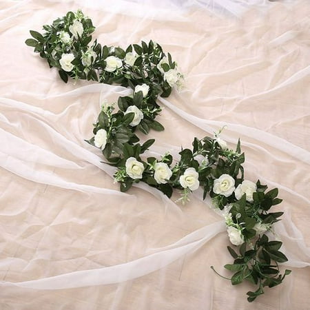 Garland Wedding Arch Decor - AkoaDa 1PCS Artificial Rose Vine Silk Flower Garland Hanging Vines Home Outdoor Wedding Arch Garden Wall Decor