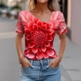 thumbnail image 2 of Top de Verano de las Mujeres, Cuello en V Moda Casual de Manga Corta Blusa, Primavera Y Verano Ligero Top, 2 of 9