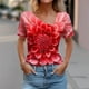 thumbnail image 2 of Top de Verano de las Mujeres, Cuello en V Moda Casual de Manga Corta Blusa, Primavera Y Verano Ligero Top, 2 of 9