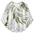 thumbnail image 4 of Sage Green Botanical Women's V-Neck Blouse With 3/4 Ruffled Bell Sleeves Casual Top Ladies Blouses, 4 of 7