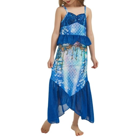 Toimothcn Girl s Bathing Suit Sleeveless Casual Colorful Fish Scale Printed One Piece Tail Bikini Set Quickly Dry Cover Up Swimwear 3-4 Years