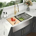 thumbnail image 4 of Kichae Évier de Cuisine de Ferme 36 Pouces - Évier de Style Ferme Moderne en Acier Inoxydable avec Accessoires, 4 of 4
