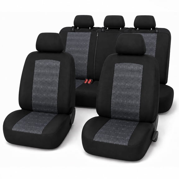 FLORAY Universal Car Seat Covers Full Set for Sedans & Compact SUVs, Airbag Compatible Auto Seat Protectors, Front & Rear Bench, Black