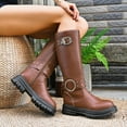 thumbnail image 7 of UngA Womens Boots Slouchy Boots Zip up Flat Mid Calf Boots Women Brown,Size 9, 7 of 7