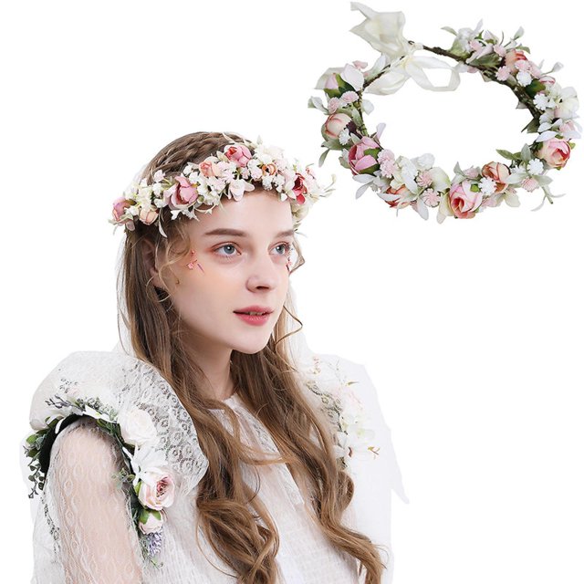 AVEKI Mujeres Niñas Corona de Flores Nupcial Eucalipto Halo Boda Floral Diadema Foto ShootGSG-002,WZ-365R