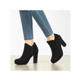 thumbnail image 6 of BLISSFUL STEP Women's Round Toe Platform Block Heels Ankle Booties Black 7, 6 of 7