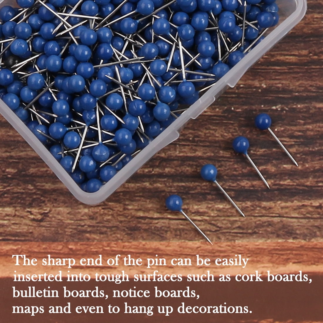 Unique Bargains 500 Pcs 1/8" Push Pins Thumb Tacks Home Office School Use Blue