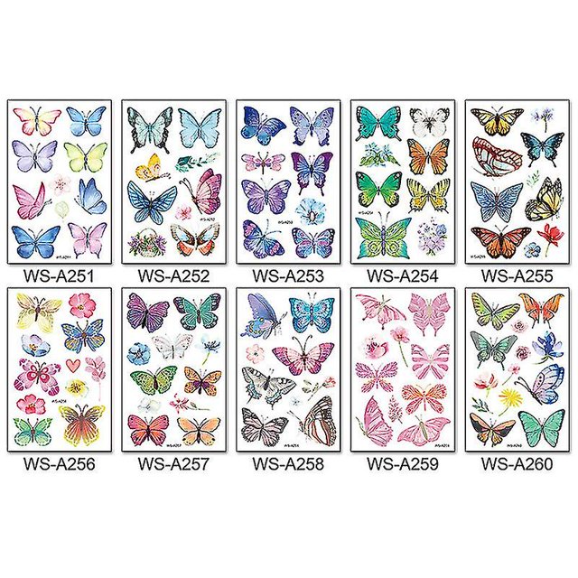 Tatuajes de mariposas para niños, tatuajes temporales de mariposas a prueba de agua para rostro, brazo y mano, para niñas y niños, regalos de decoración para fiestas de cumpleaños