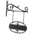 thumbnail image 3 of Letrero de bienvenida de hierro para decoración de pared, placa colgante para puerta de entrada de doble cara, resistente, para tienda, bar, exterior, 3 of 8