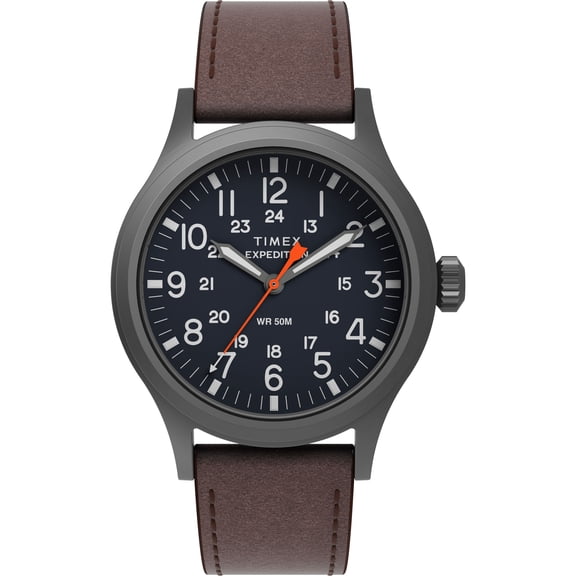 Timex Men's Expedition Scout 40mm Watch - Brown Two- Piece Blue Dial Gunmetal Case