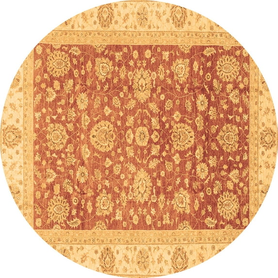 Ahgly Company Indoor Round Oriental Brown Traditional Area Rugs, 3' Round
