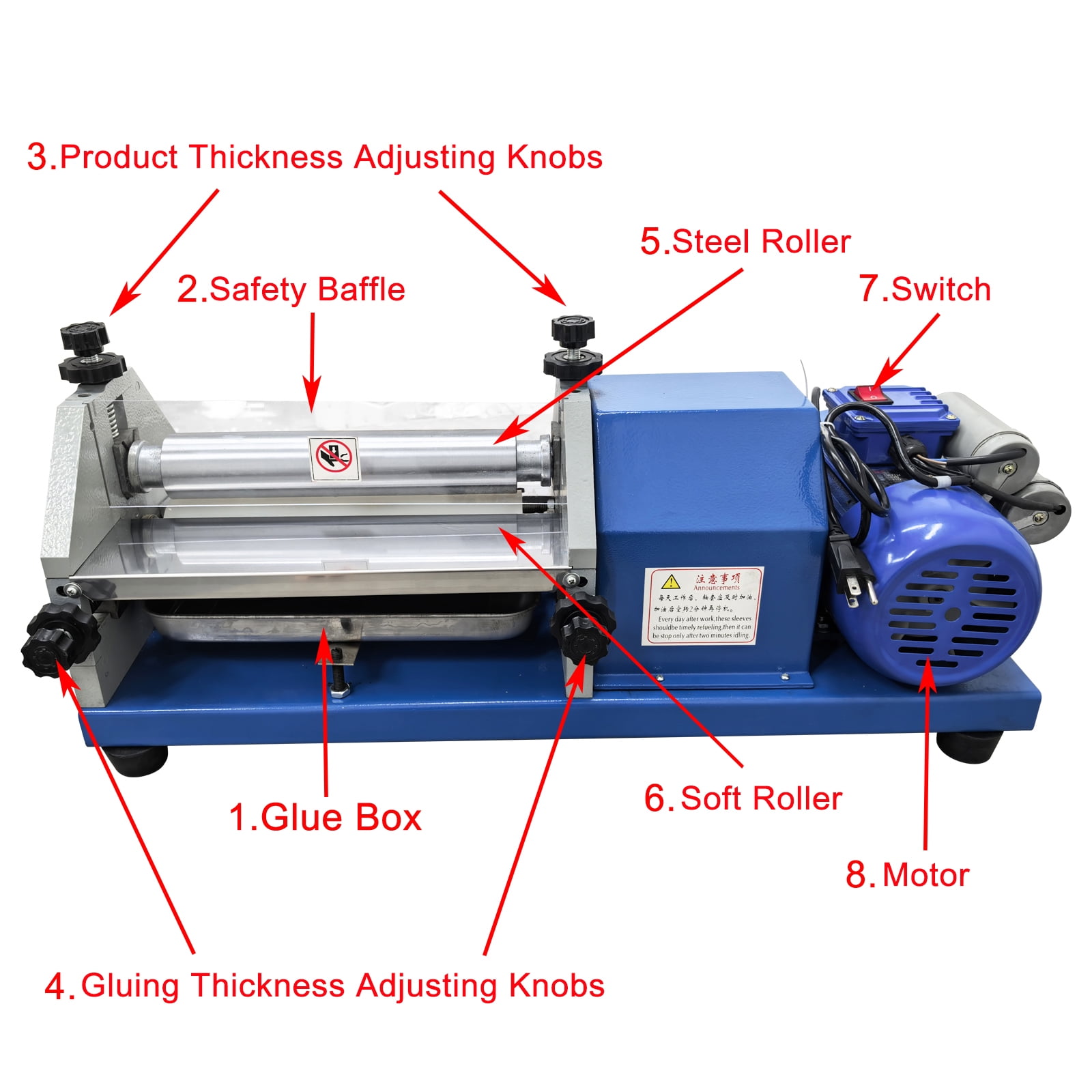 10.63" Automatic Gluing Machine Water-soluble Glue Gluing Device Soft Roller Leather Glue Coating Machine