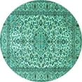 thumbnail image 1 of Ahgly Company Machine Washable Indoor Round Persian Turquoise Blue Traditional Area Rugs, 3' Round, 1 of 4