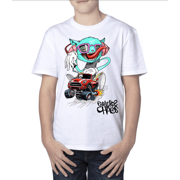 Krazee Kat tee - WHITE