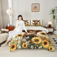 thumbnail image 3 of Manfei Highland Cow 2pcs Bedding Comforter Set,Floral Sunflower Twin Comforter Sets,Flying Butterfly Breathable Bedding Set,Microfiber Teenager Bedroom Decor,Reversible, 3 of 8