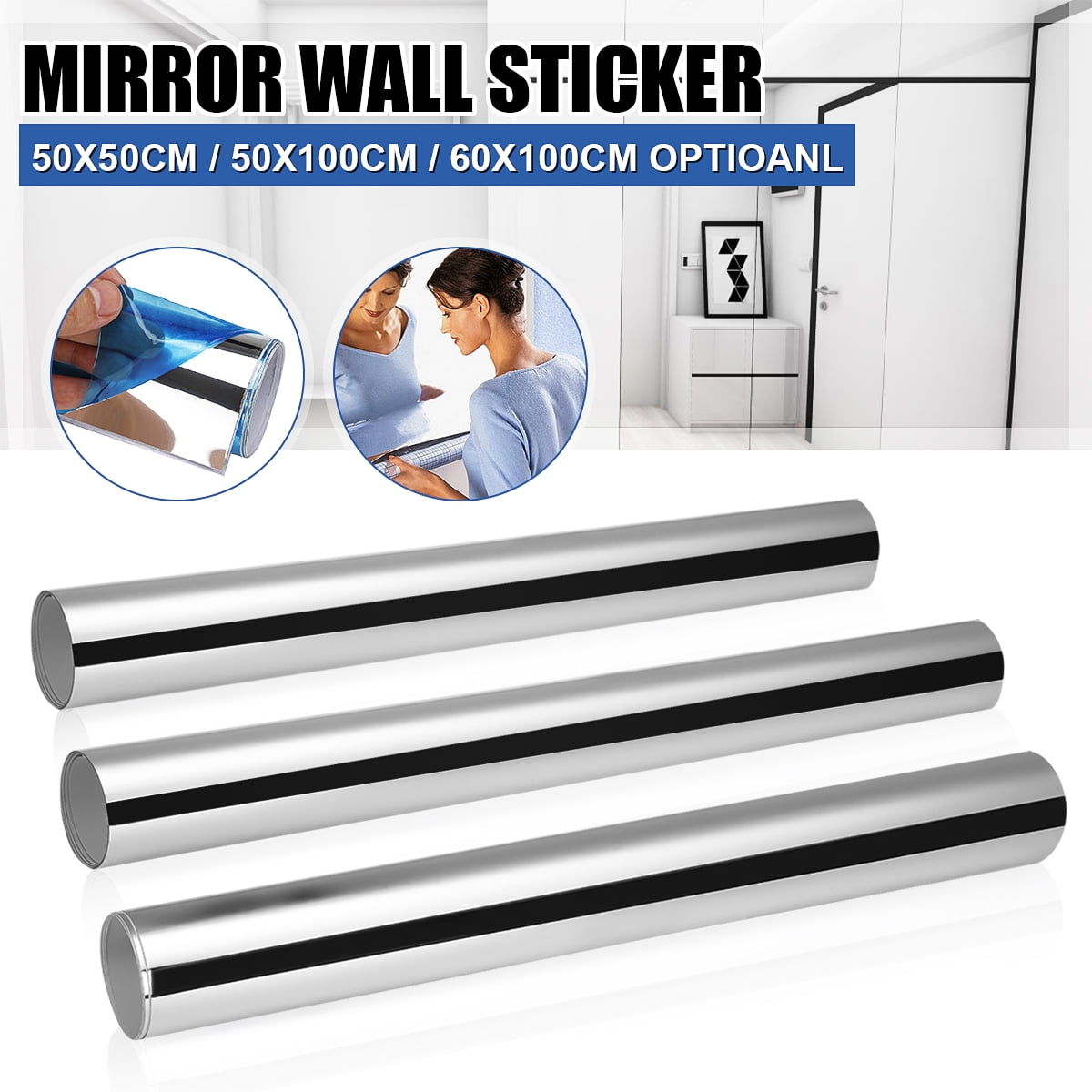 Aneco 24 Sheets Flexible Mirror Sheets Mirror Wall Stickers Self Adhesive Plasti