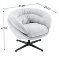 thumbnail image 4 of Silla de oficina de chenilla moderna, silla de acento giratoria de 360 ° con cojín extraíble, silla de oficina redonda, base de metal negro, 4 of 5