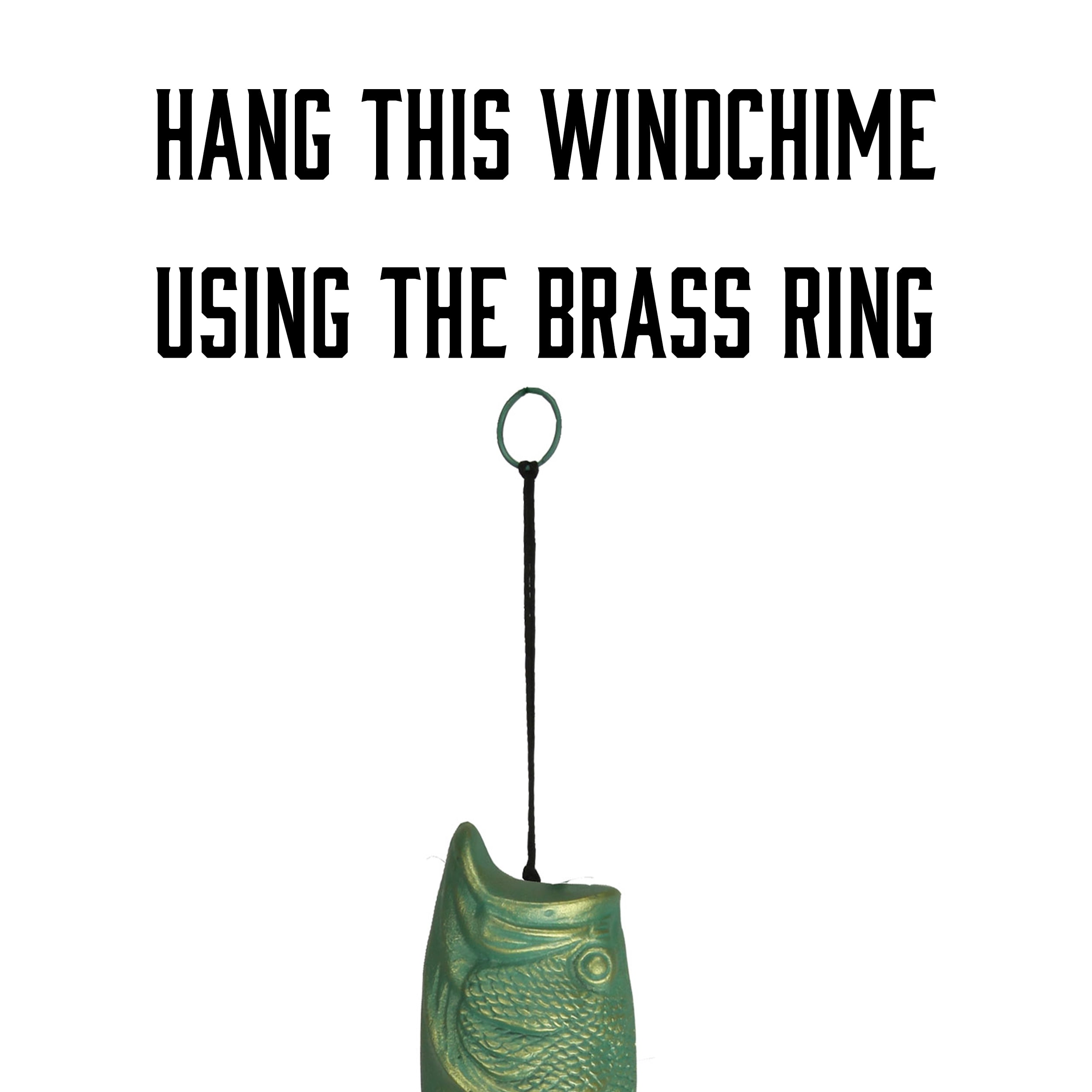 Rivers Edge Products Rivers Edge Products 14" Brass Wind Chime for Outside - Weather-Resistant Soothing Metal Wind Bell - Rustic Fish Skeleton Outdoor Decor for Patio, Garden, Porch, Cabin - Fish