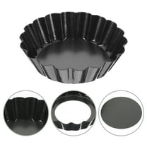BESTYASH 8-Piece Nonstick Carbon Steel Tart Pans Set with Removable Bottom, Black, Bakeware for Home Baking