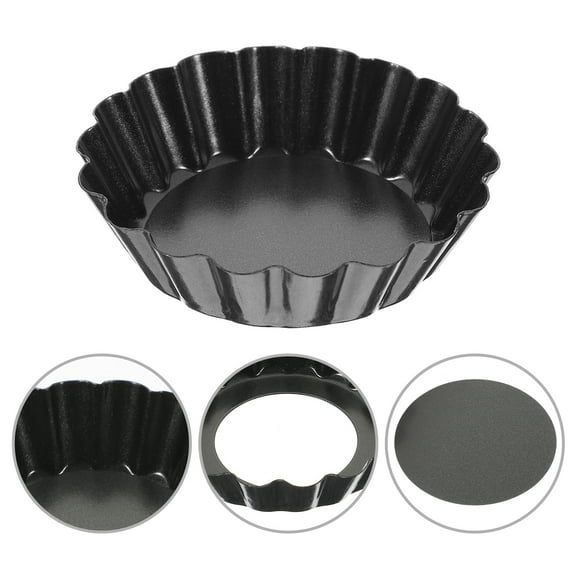 BESTYASH 8-Piece Nonstick Carbon Steel Tart Pans Set with Removable Bottom, Black, Bakeware for Home Baking